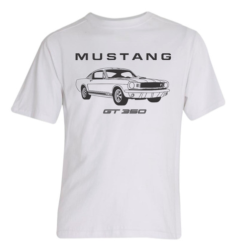 Remera Ford Mustang Gt 350 Algodon Blanca