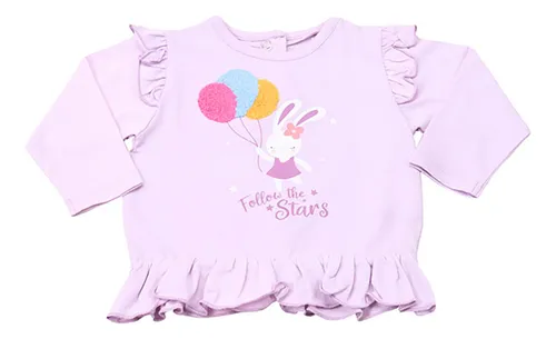 Polera Bebe M/l Focal Vuelitos Lila Corona