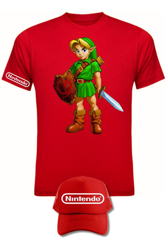 Camiseta Manga Corta Zelda Gamers Obsequio Gorra