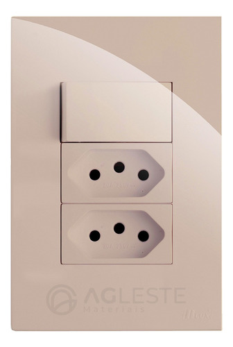 Interruptor Simples + Tomada Dupla 20 A - Recta Areia Gloss