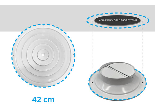 Difusor Circular Escalonado Diametro 38 Cm R1. Blanco
