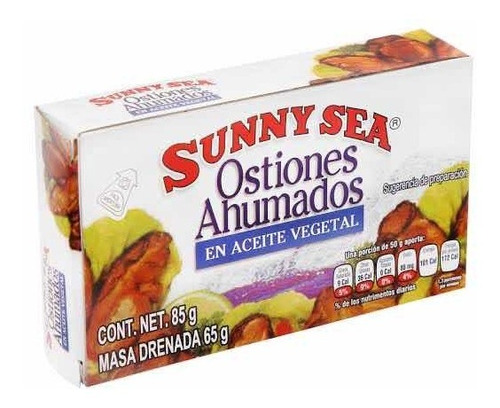 4 Pack Ostiones Ahumados En Aceite Sunny Sea 85 Gr Cada Uno