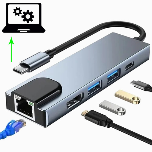 Tipo C Hub 5 En 1 Adaptador Usb C A Hdmi Con Ethernet