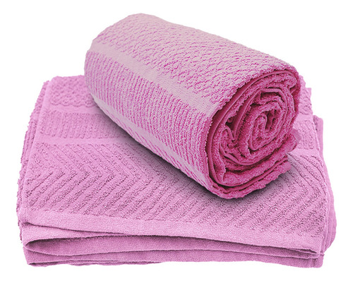  Set 2 Toallas Baño Completo 100% Algodón Grand Grano De Oro Color Rosa