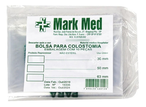 100 Bolsa Colostomia Descartável Tamanho 50mm Markmed Frete Grátis 100 Bolsa Colostomia Descartável Tamanho 50mm Markmed Frete Grátis