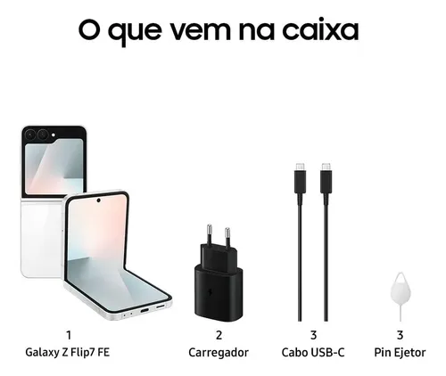 Celular Samsung Galaxy Z Flip7 Fe, 256gb, 8gb Ram, 6.7 , Câmera