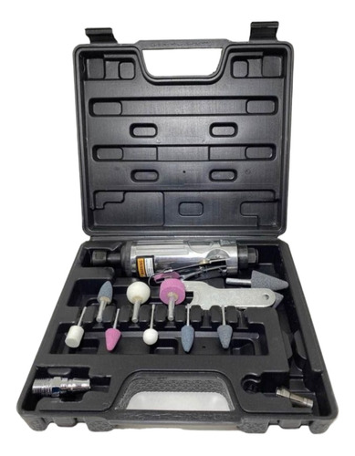 Kit Amoladora Esmeriladora Neumática + Accesorios Color Gris