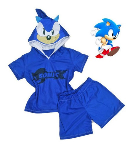 Conjunto Infantil Verão Menino Disney Sonic Tamanho 1 Ao 14