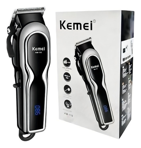 Maquina Cortar Cabelo Kemei 0119 + Kemei 032 Cortar Barba