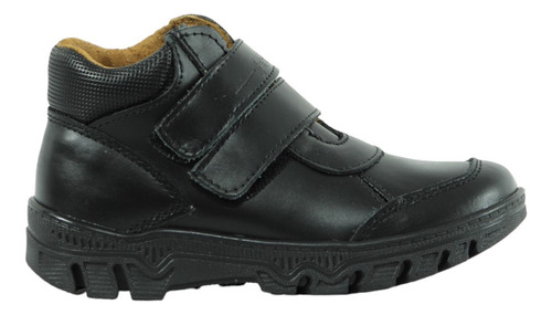 Botas Niño Piel Juvenil Negro Escolar Casual Botin Velcro 