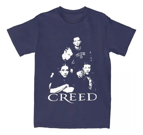 Camiseta De Manga Curta Estampada Da Banda De Rock Creed