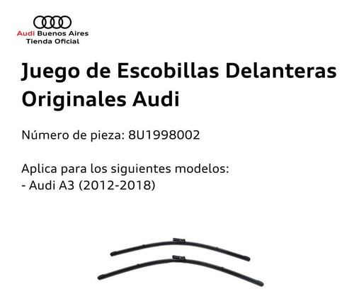 Juego De Escobillas Delanteras Audi Q3 2012 Al 2018