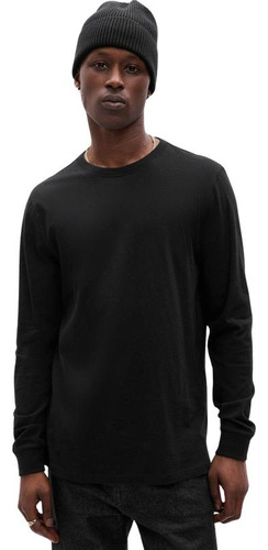 Polera Hombre Gap Cuello Redondo Manga Larga Negro