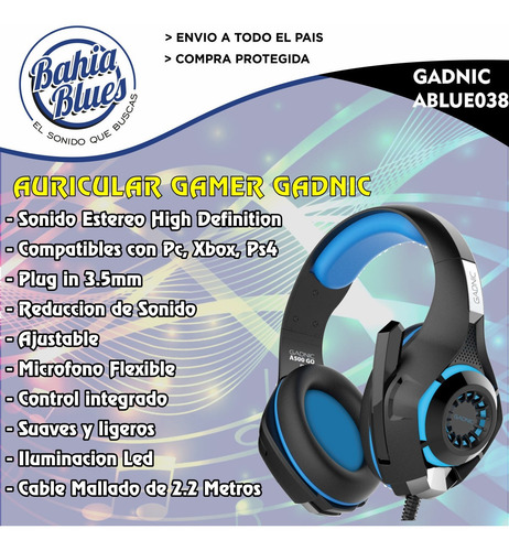Auricular Gamer Gadnic A500 Ps4 Xbox Microfono Gaming Cuota