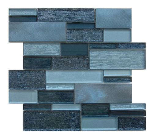 Malla Mosaico Azulejo Cenefa Vidrio/aluminio Azul Esparta T