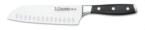 Cuchillo 3 Claveles Santoku 18 Cm Forjado Toledo Acero Inox Color Negro