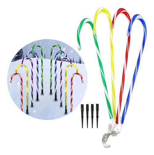 Imagen 1 de 4 de 6 Luces De Bastón Navideño Decorativo Jardín + Estaca 90cm