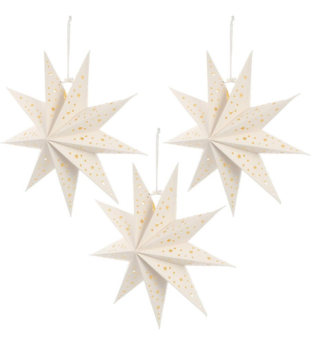 3 Piezas De Pantalla De Lámpara De Estrella De Navidad Hueca