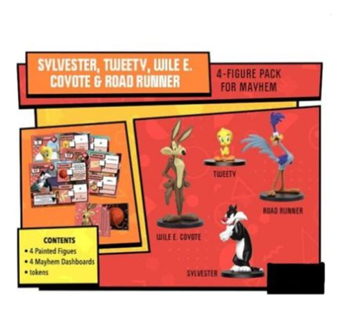Cmon Looney Tunes Mayhem - Juego De 4 Figuras En Miniatura .