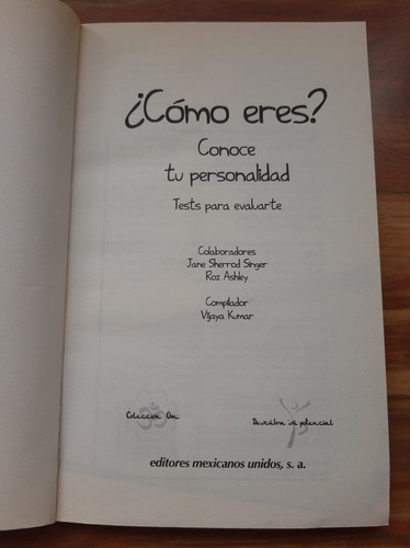 ¿cómo Eres? Conoce Tu Personalidad. Vijaya Kumar. Emu. 2011.