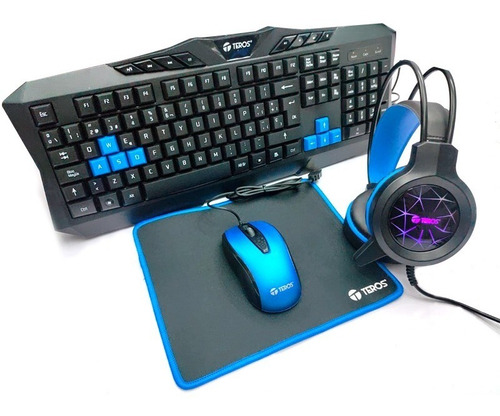 Combo Teros Te-4050b, Teclado Multimedia, Mouse, Headset, Mo