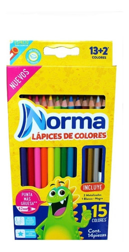 Lápices De Colores Norma Largos Redondos 15 Colores