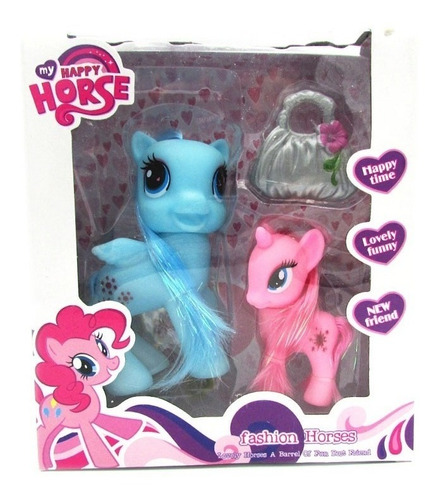 Set X 2 Ponys Unicornio My Happy Horse Chico Y Grande +acces