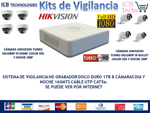 Sistema De Seguridad Hikvision 8 Cámaras Hd 1080p