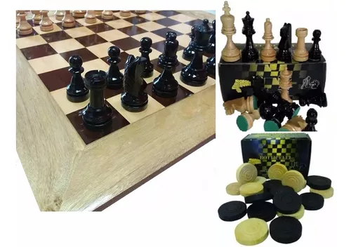 Tabuleiro de jogo de xadrez ou dama 40 cm em casas marchetadas