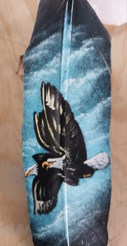 Pluma De Ganso Con Aguilas Volando Pintada A Mano Varios