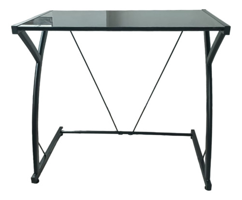 Escritorio Akivoy Metalico Color Negro Home Office De Vidrio