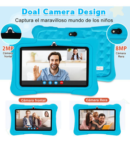 Tablet Case Xgody Kids Smart 7kids 8+64GB Control Parental Azul