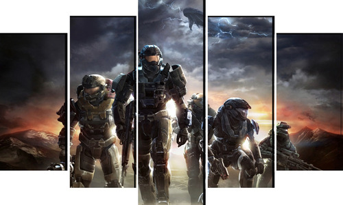 Cuadro 5 Piezas Halo Reach  Videojuego Decorativo Textura