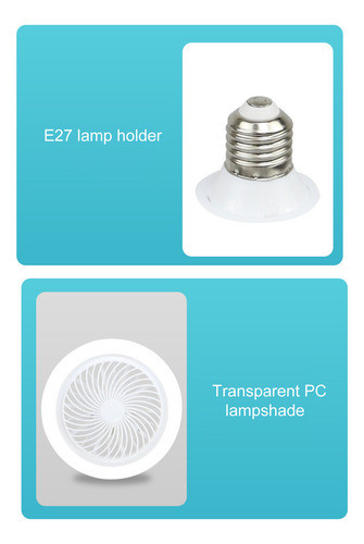 . Ventilador De Techo Silencioso E27 Con Led, Regulable,