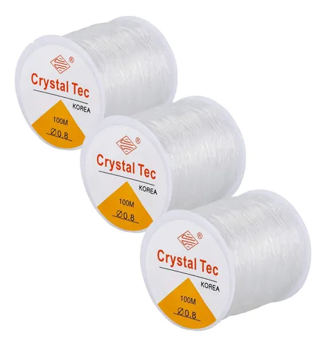 comprar Hilo Elastico Bisuteria Transparente 100 Metros 0.8mm 3 Pzas