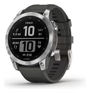 Reloj Smartwatch Fenix 7 Garmin Mapa Musica Pulse Ox Ski Color del bisel Plata con correa grafito