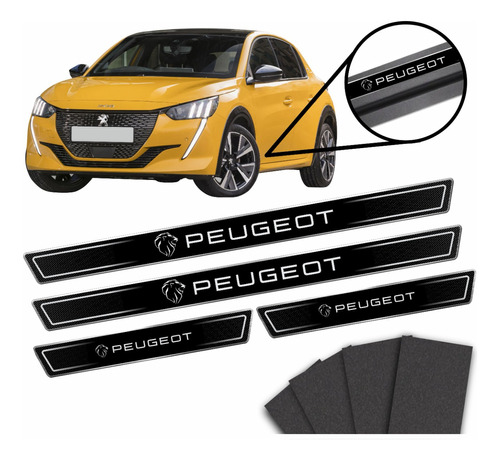 Kit Adesivo Protetor Soleira Resinada 4 Portas Peugeot Sol11