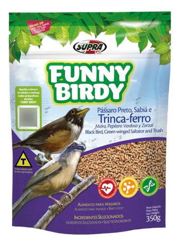 Funny Birdy Passaro Preto, Sabia E Trinca-ferro Sc 350gr