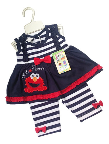 Vestido Bebita  Elmo Con Pantalón  Talla 0a2 Meses 