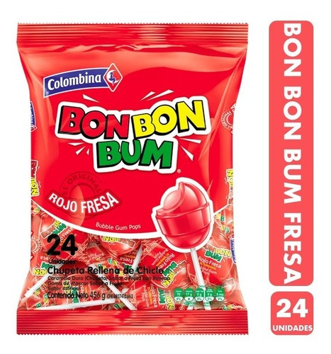 Bon Bon Bum Fresa Envase Rojo (bolsa Con 24 Coyak´s