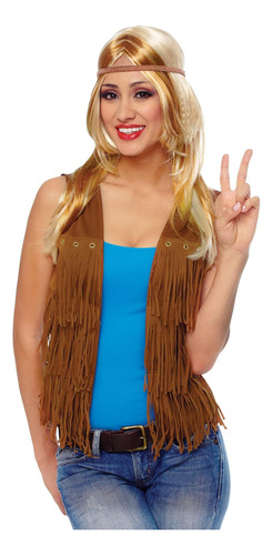 Costume Culture Chaleco Hippie Con Flecos Para Mujer, Marrón