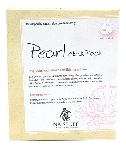 Naisture Premium Facial Sheet Mask Pearl 5 Pack Full Face Es