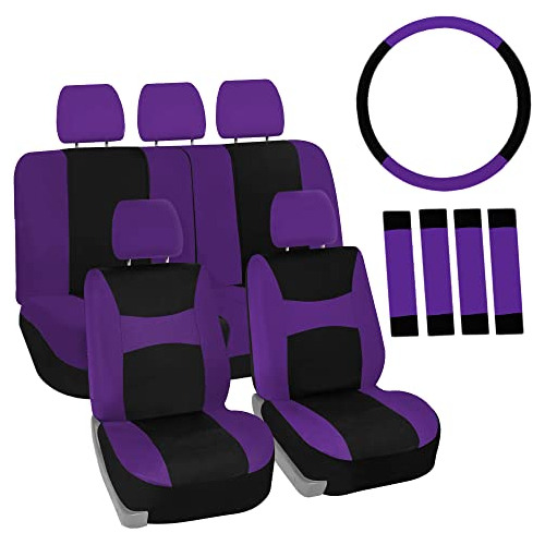 Juego De Fundas De Asiento Morado Universal Automóvile...