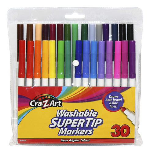 30 Marcadores Lavables Super Tip Cra Z Art 30 Colores