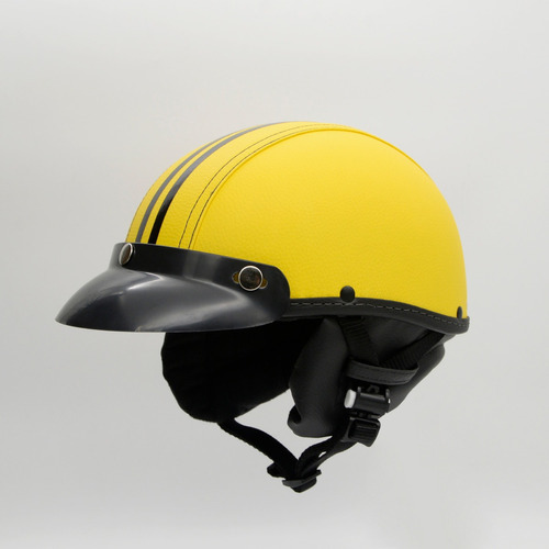 Capacete Couro Bike Skate Patins Scooter/moto Elétrica Cor Amarelo Tamanho G