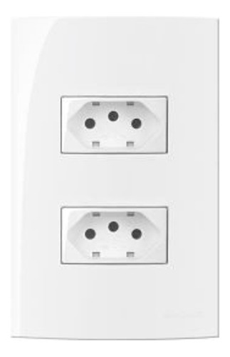 Tomada Dupla 10a Branca Bivolt Linha Sleek Brilhante Kit 3pç