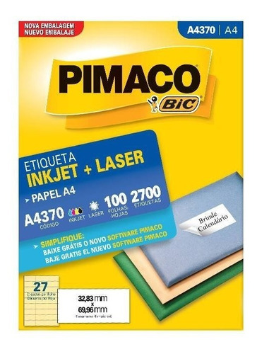 Etiqueta Pimaco Inkjet + Laser - A4370-p 12340