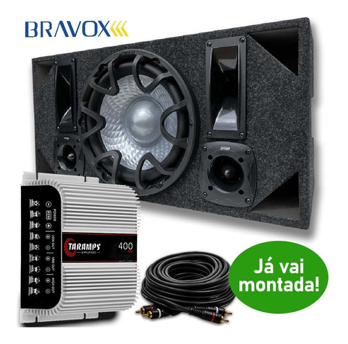 Caixa Trio Som Carro Automotivo Bravox 1040w Módulo Taramps