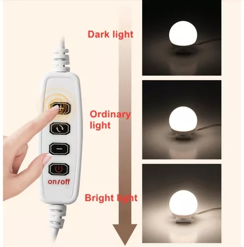 Kit de Luz LED Bombillas para Espejo de Maquillaje Lampara de Tocador  Regulable