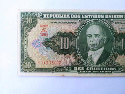 Linda Cédula C075 10 Dez Cruzeiros Getúlio Vargas Autografad